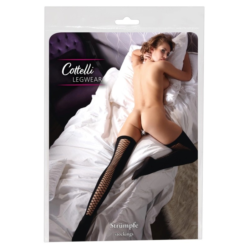 Cottelli LEGWEAR - Czarne Pończochy Z Siateczką Z Tyłu M/L